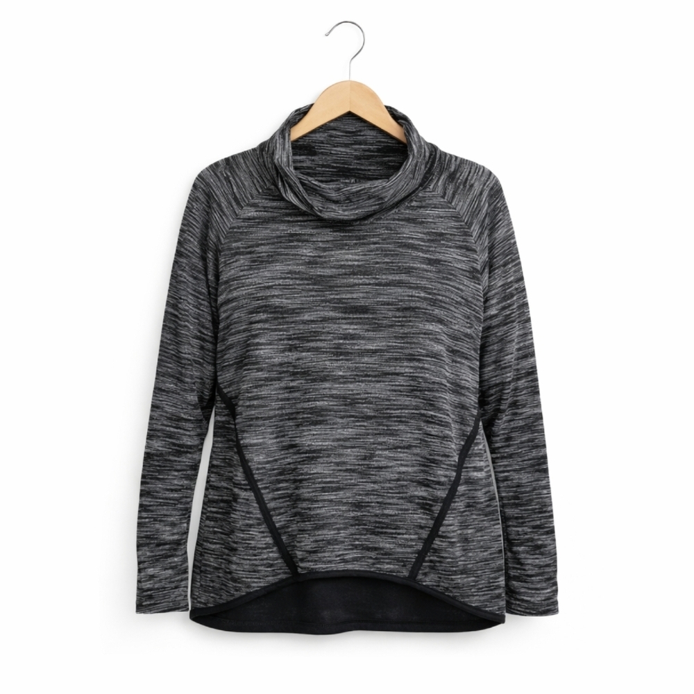 Champion Black Gray Cowl Neck Fleece Womens Size Lg
